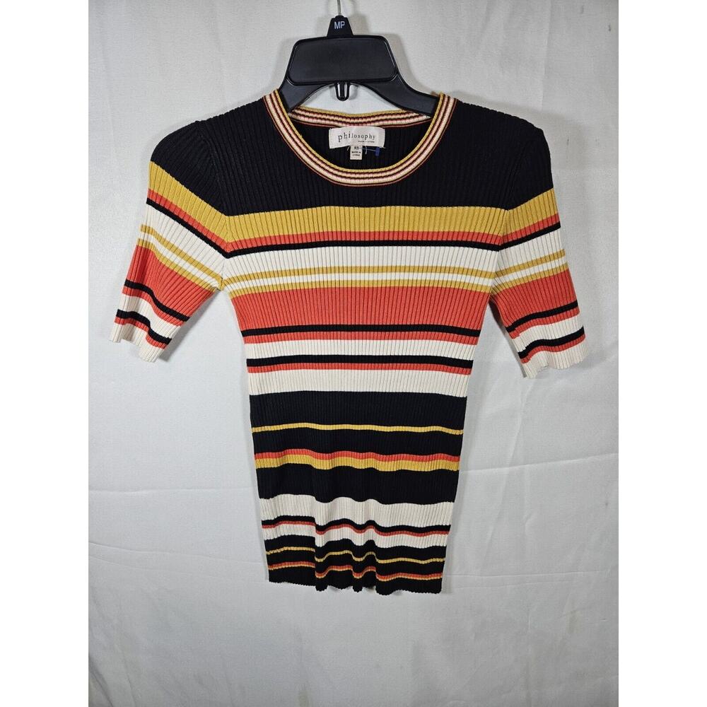 Philosophy Women's Striped Top Size X small Multicolor 3/4 Sleeve